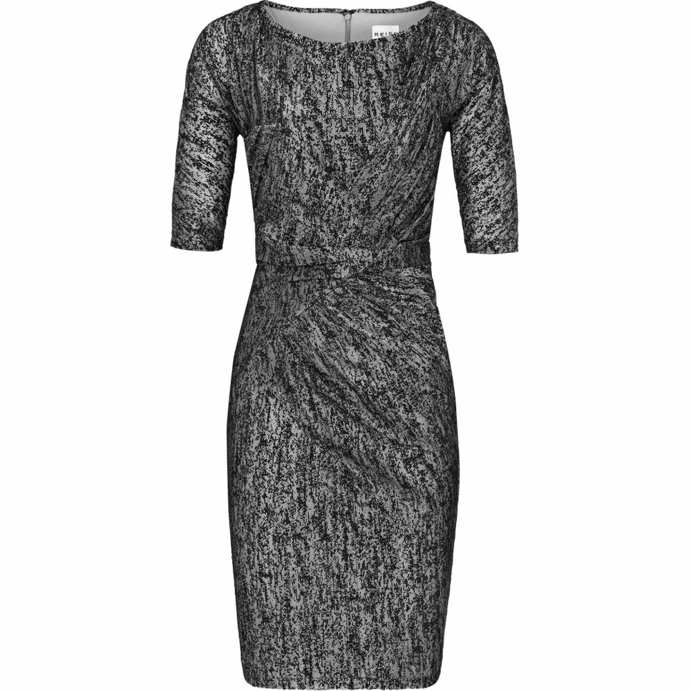 Reiss "Levento" black/pewter classy silver dress
